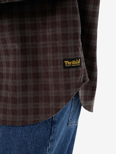 THRILLS - Union Cord Check Long Sleeve Shirt - CHARCOAL ROSE
