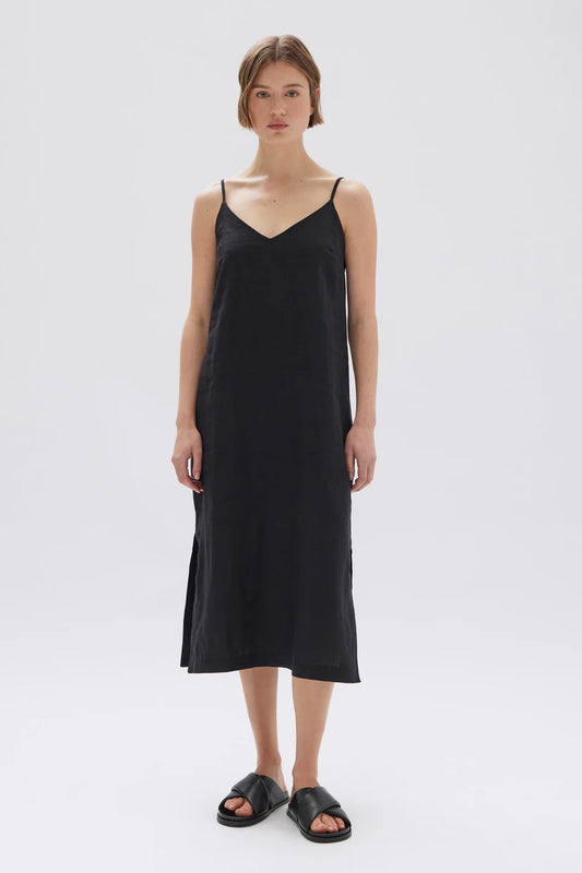 ASSEMBLY LABEL - Vallory Linen Slip Dress - BLACK