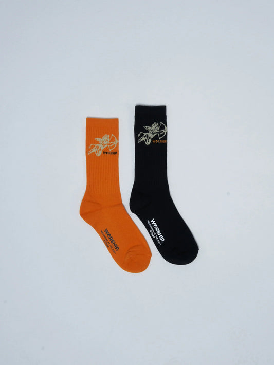 WORSHIP - Cherub Socks 2 PK - Orange - Black