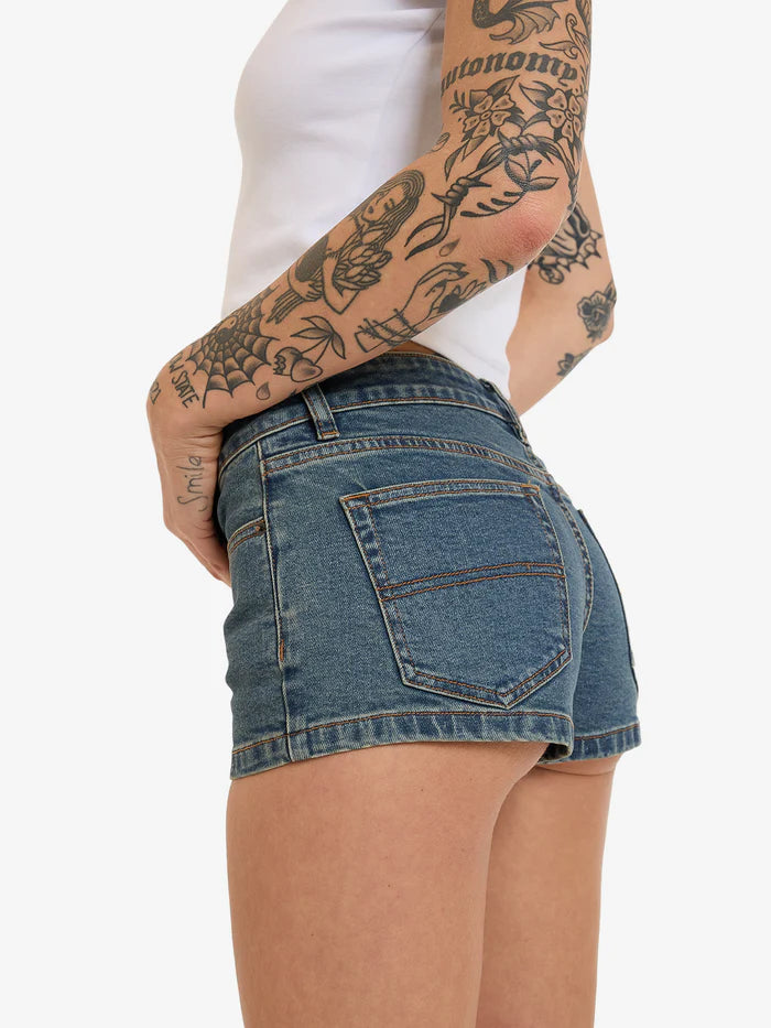 WORSHIP - Y2K Crush Micro Short - Garbage Grime Blue