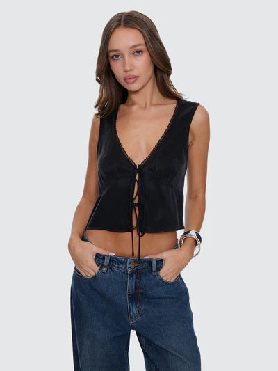 THRILLS - Saige Tie Front Top - Black