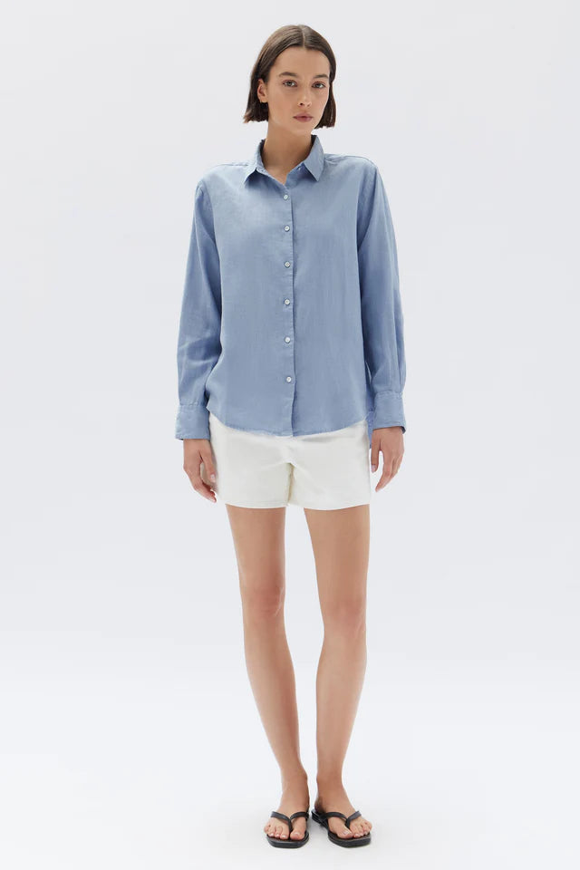 ASSEMBLY LABEL - Xander L/S Linen  Shirt - Glacial