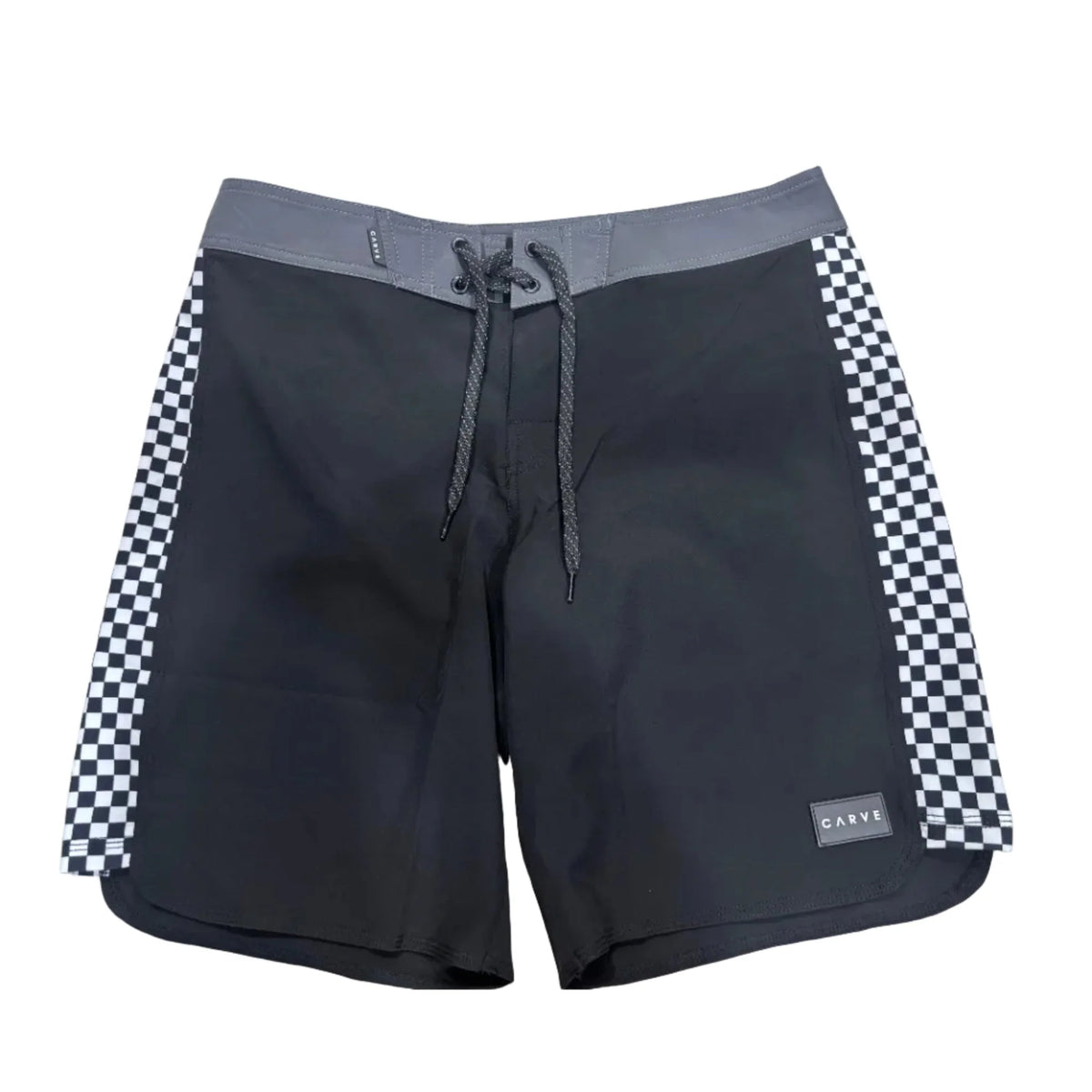 CARVE - Checkmate Men's Flat Waist Boardies - BLK/WHT