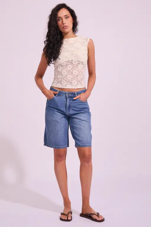 WORSHIP - In Bloom Lace Panel Top - Nude