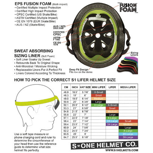 S-One Helmet Lifer (Medium) Black Matte/Green Straps