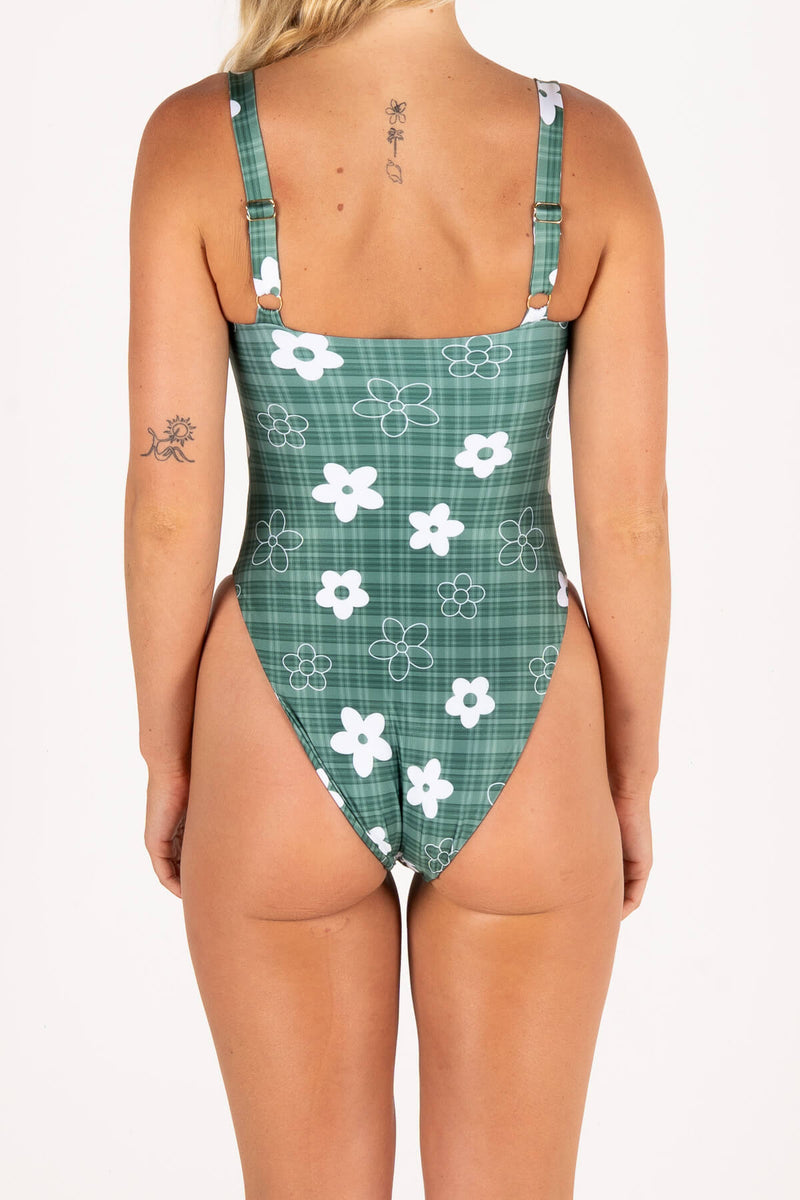 INNER RELM - Sundeck One Piece - Green Gigham