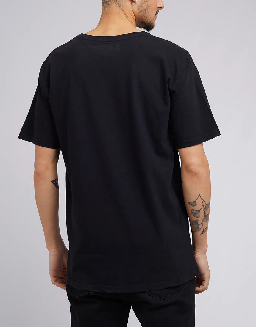 SILENT THEORY - Standard Fit linen Blend Tee - BLACK