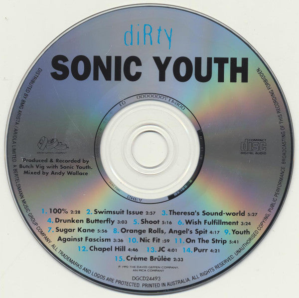 Sonic Youth “Dirty” original 1992 withdrawn censored CD