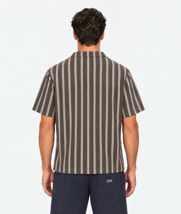 INDUSTRIE - The Lagos Knitted Short Sleeve Shirt - Umber Stone