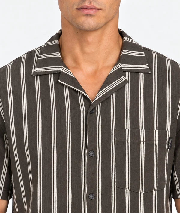 INDUSTRIE - The Lagos Knitted Short Sleeve Shirt - Umber Stone