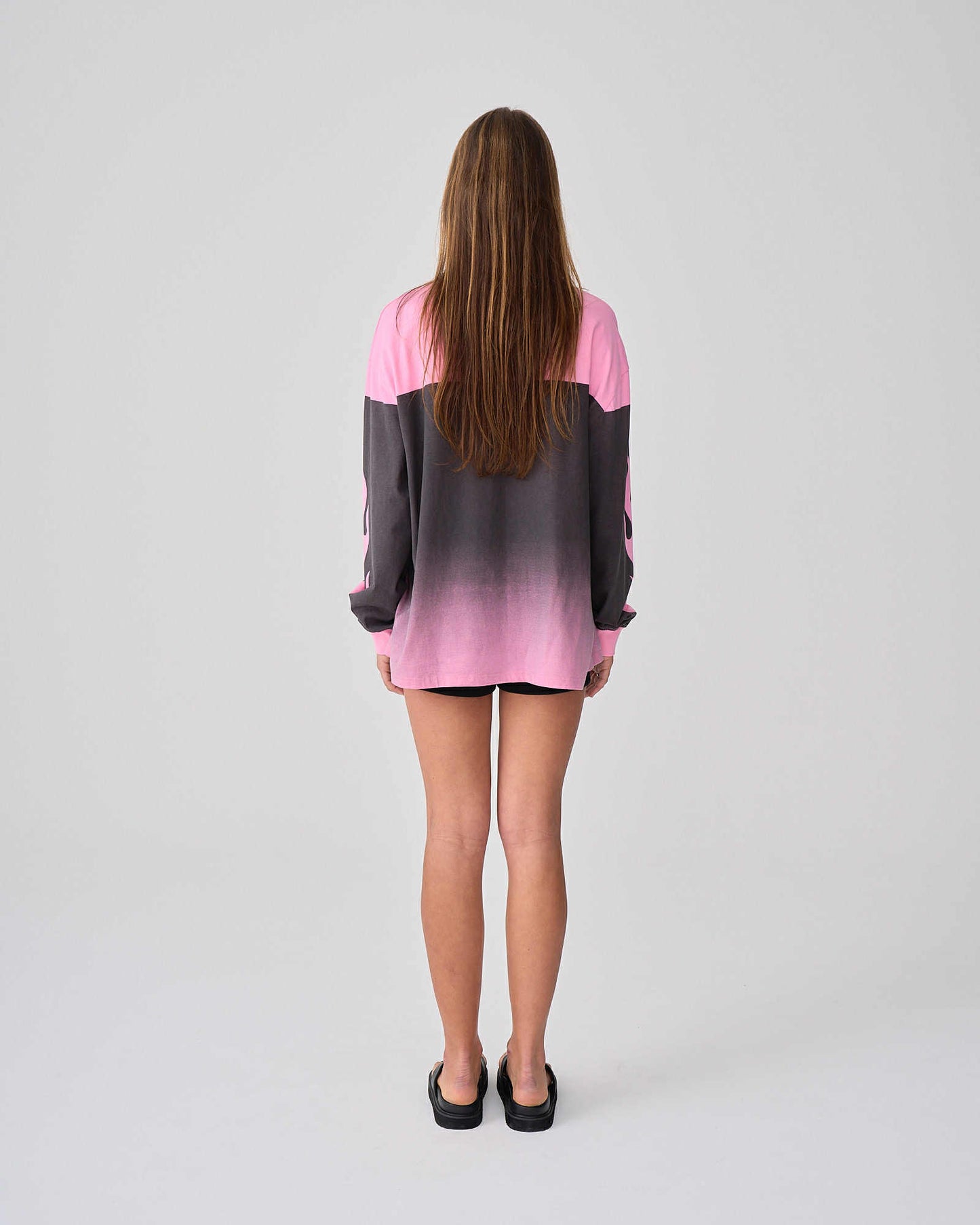 NEAR THE SEA - LS Motorbike Tee - PINK/BLACK