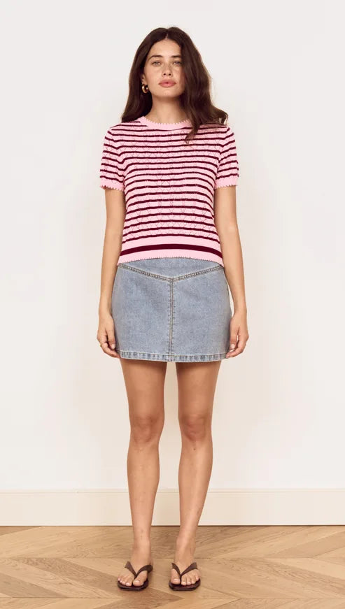 MINKPINK - Calla Knit Tee - ROSE/PINK STRIPE