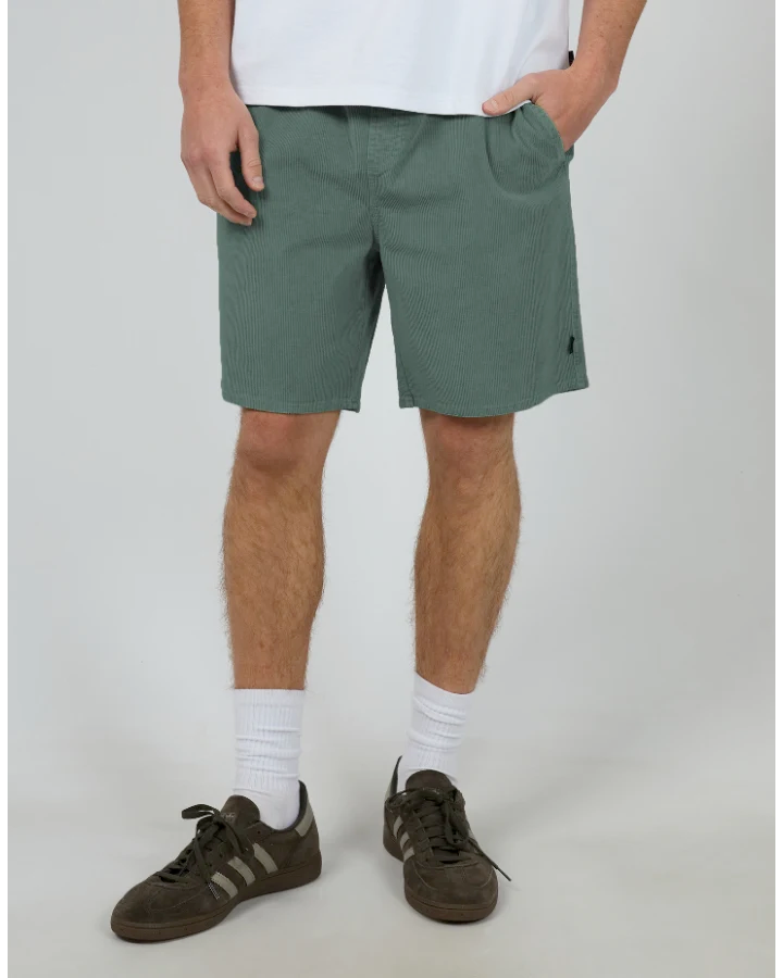SILENT THEORY - Cord Short - Bottle Green