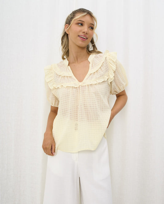 IRIS MAXI - Frill Blouse - LEMON