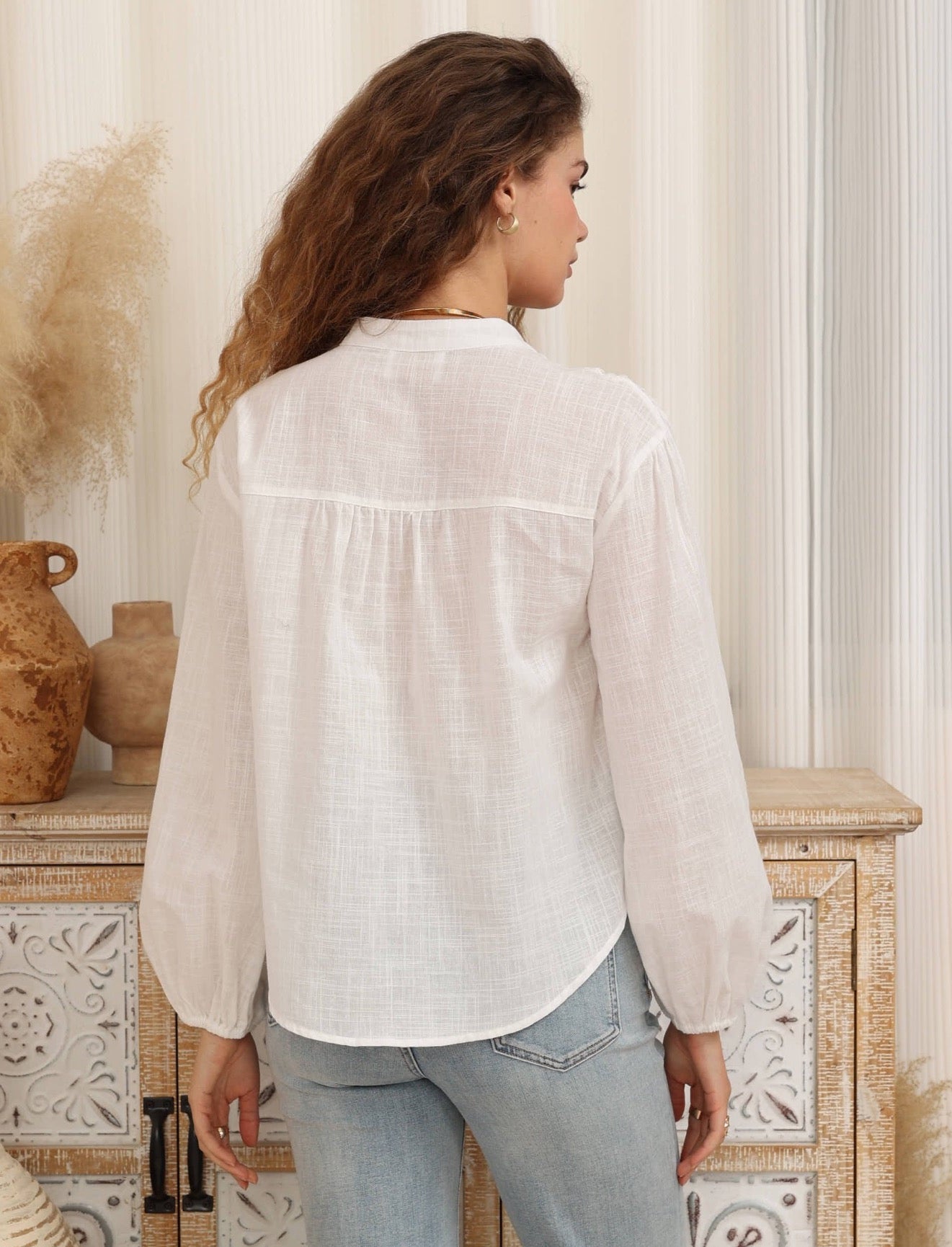 IRIS MAXI - Long Sleeve Button Up Blouse - White