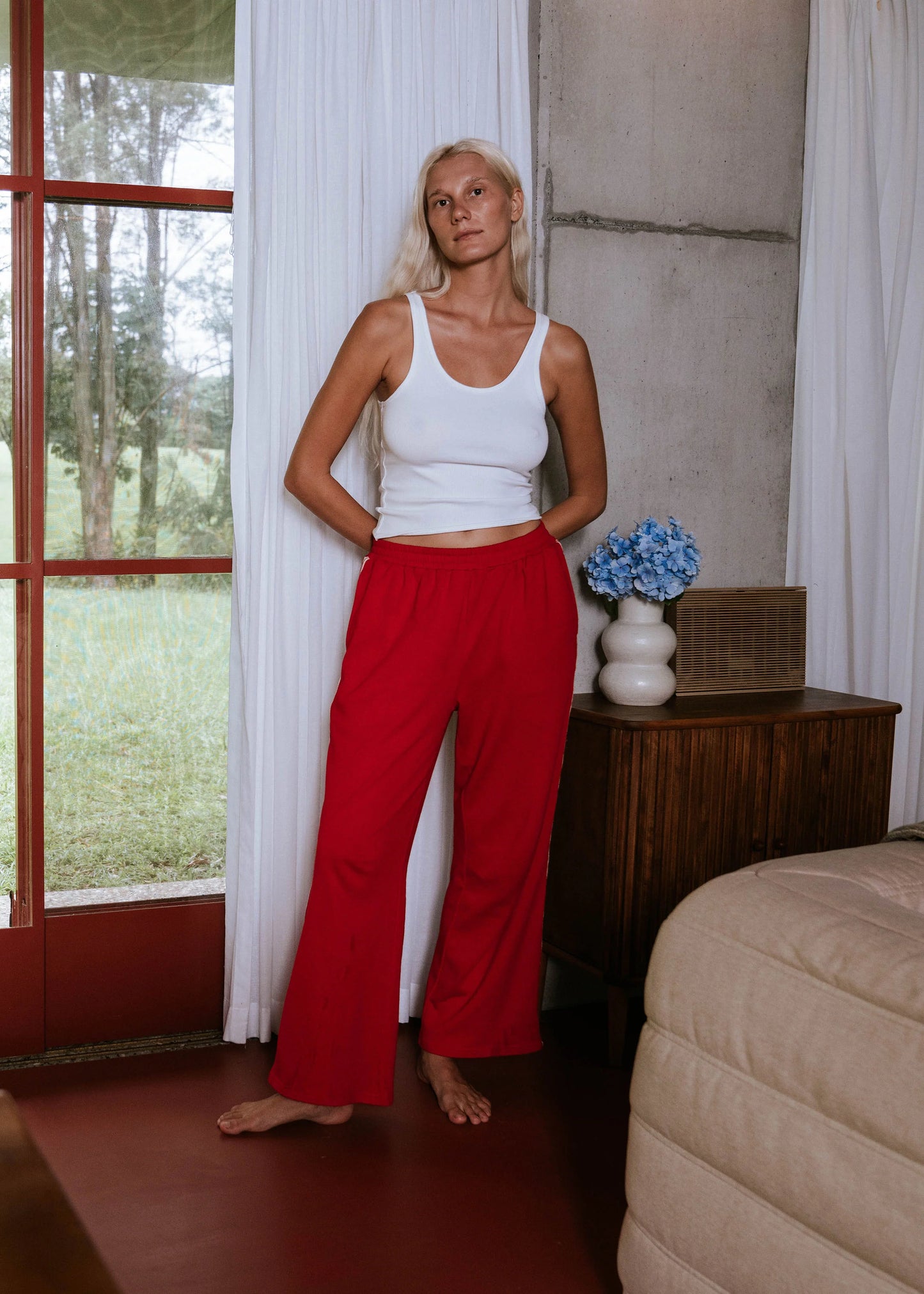 NEAR THE SEA - Racer Track Pant - Red