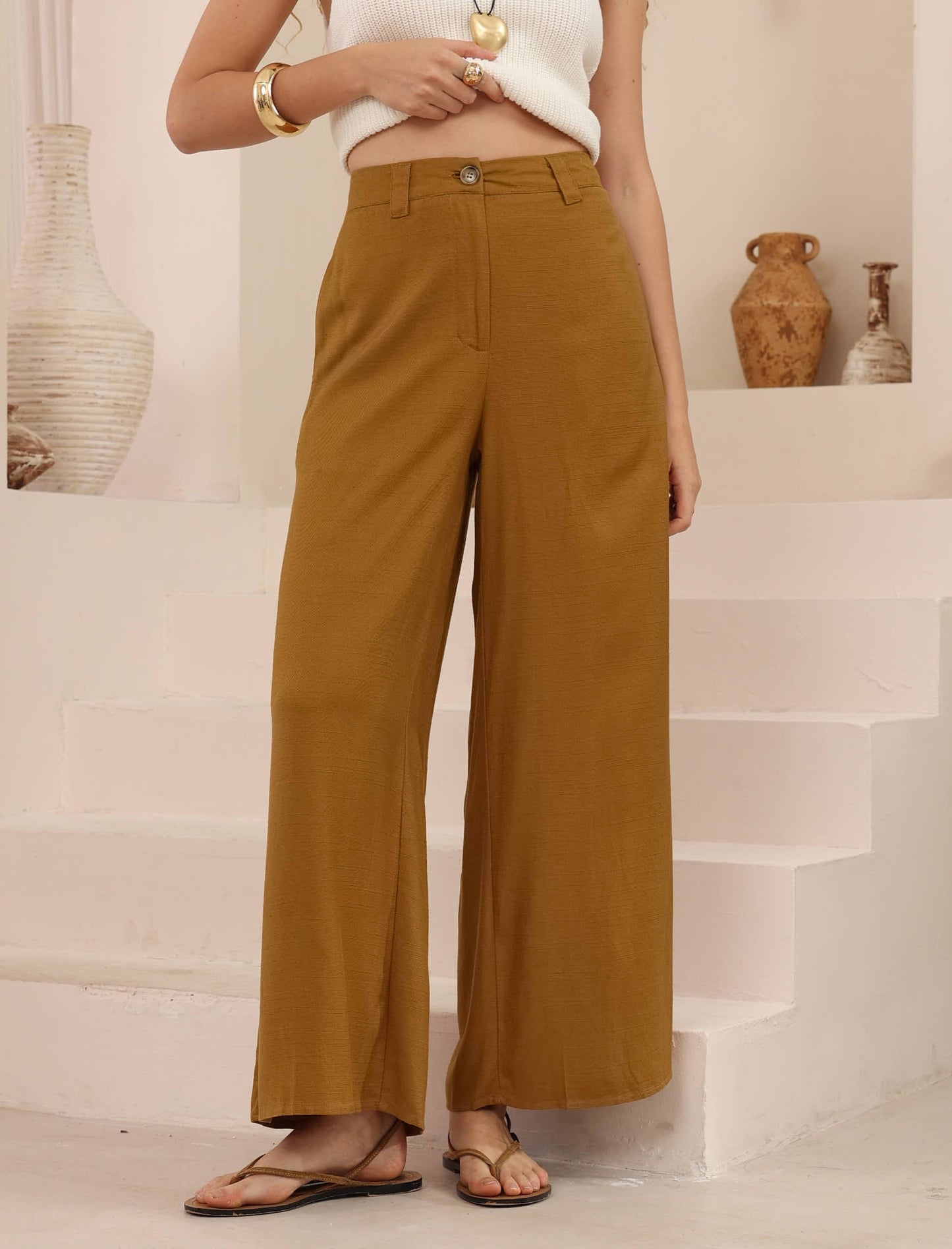 IRIS MAXI - Wide Leg Pant - RUST