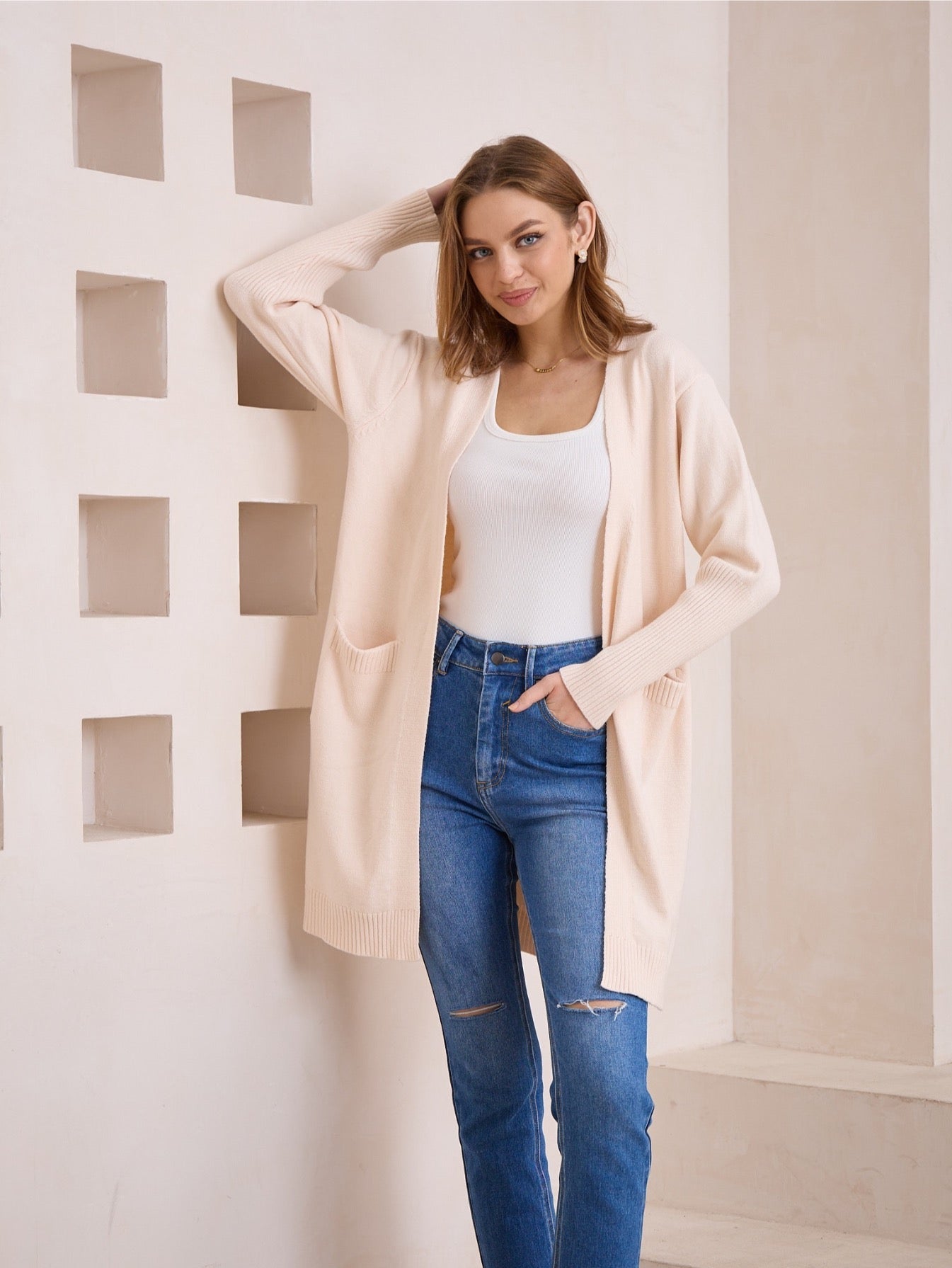 IRIS MAXI - Cardigan - VANILLA