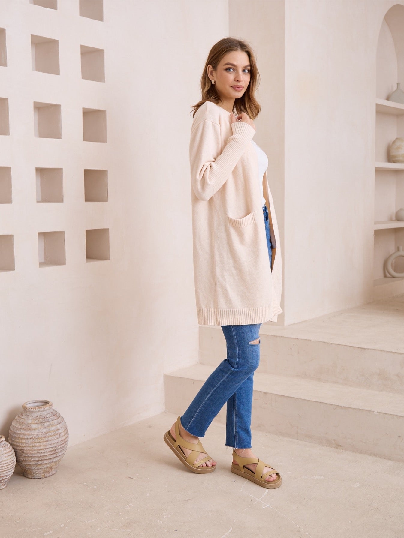 IRIS MAXI - Cardigan - VANILLA