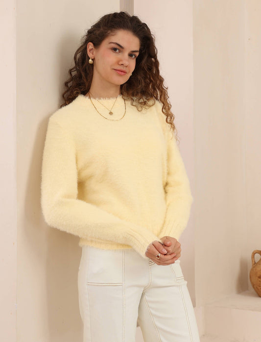 IRIS MAXI - FLUFFY SWEATER - Yellow