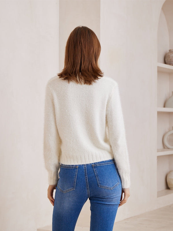 IRIS MAXI - FLUFFY SWEATER - WHITE