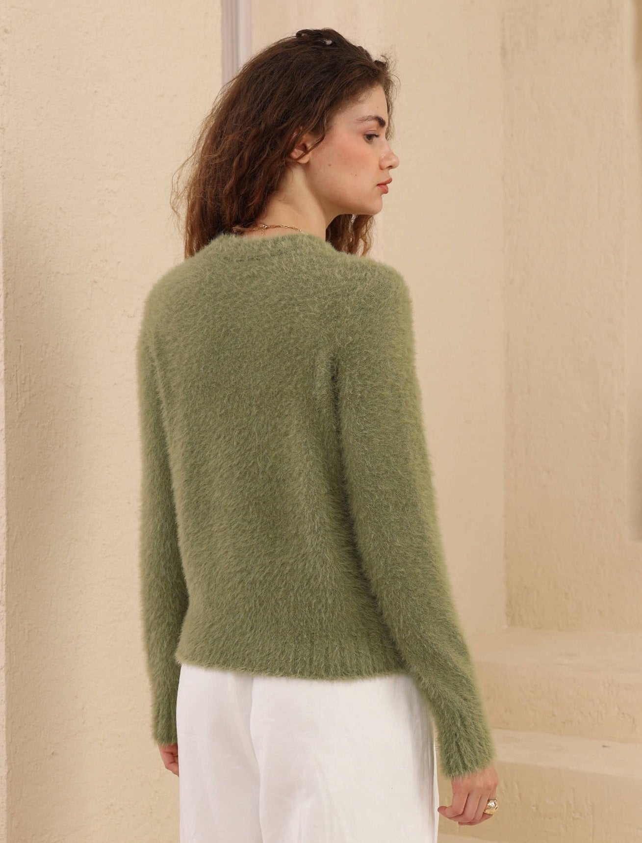 IRIS MAXI - FLUFFY SWEATER - KHAKI