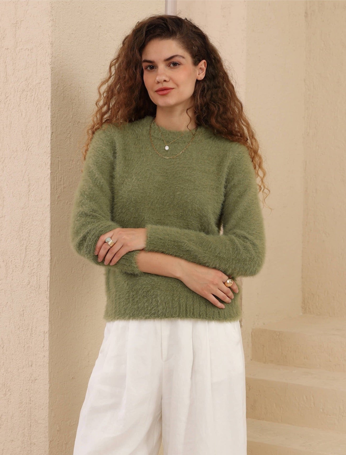 IRIS MAXI - FLUFFY SWEATER - KHAKI