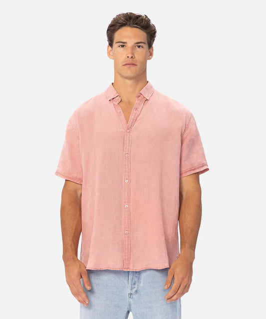 INDUSTRIE -  The Tennyson Linen S/S Shirt - Washed Rose