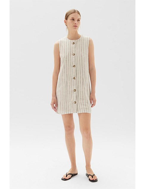 ASSEMBLY LABEL - Coralie Linen Mini Dress - Oat Stripe