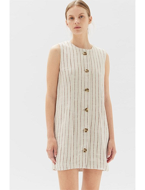 ASSEMBLY LABEL - Coralie Linen Mini Dress - Oat Stripe