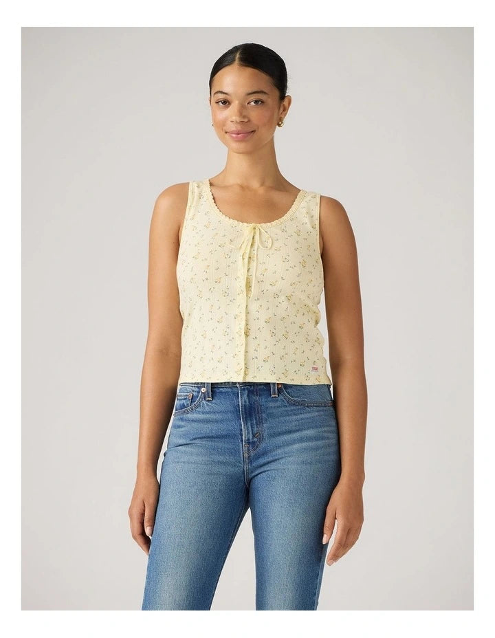 LEVI'S - Women's Dry Goods Pointelle Lace Tank - ISABEL FLORAL PEAR SORBET