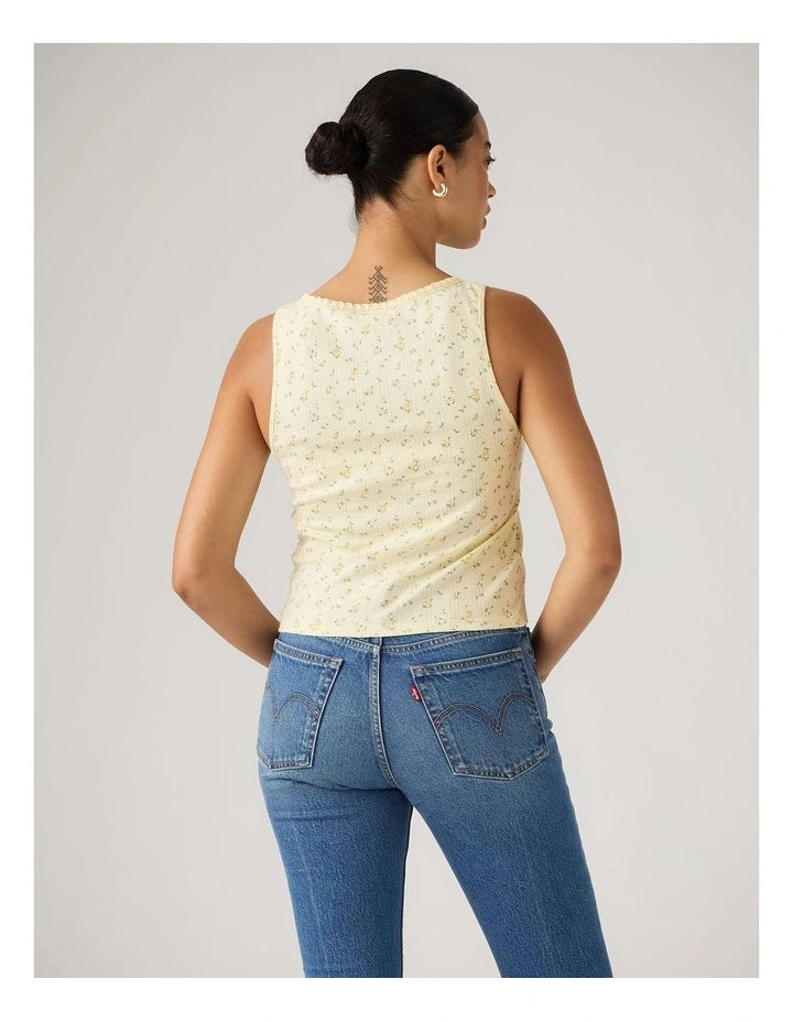 LEVI'S - Women's Dry Goods Pointelle Lace Tank - ISABEL FLORAL PEAR SORBET