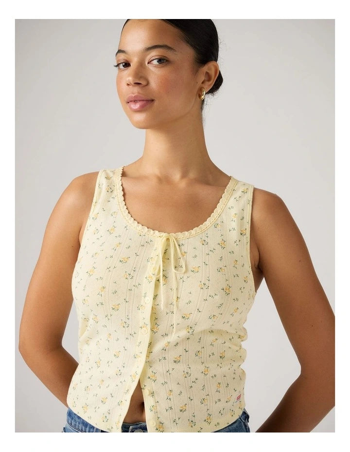 LEVI'S - Women's Dry Goods Pointelle Lace Tank - ISABEL FLORAL PEAR SORBET