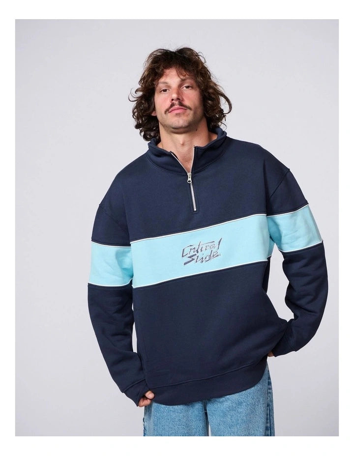 THE CRITICAL SLIDE SOCIETY - Buzzed Panel 1/4 Zip Crew - BLUE