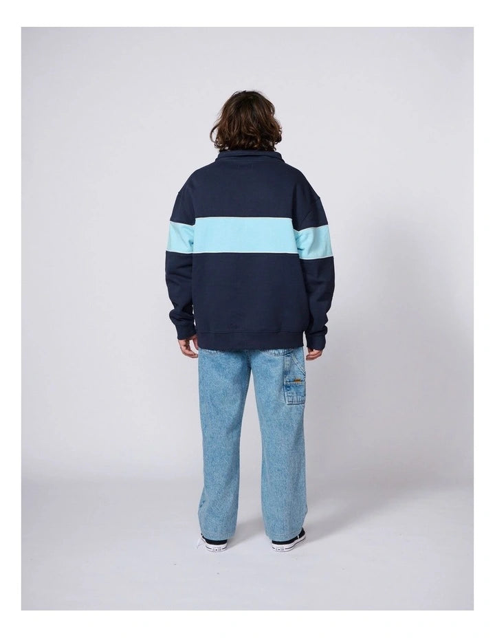 THE CRITICAL SLIDE SOCIETY - Buzzed Panel 1/4 Zip Crew - BLUE