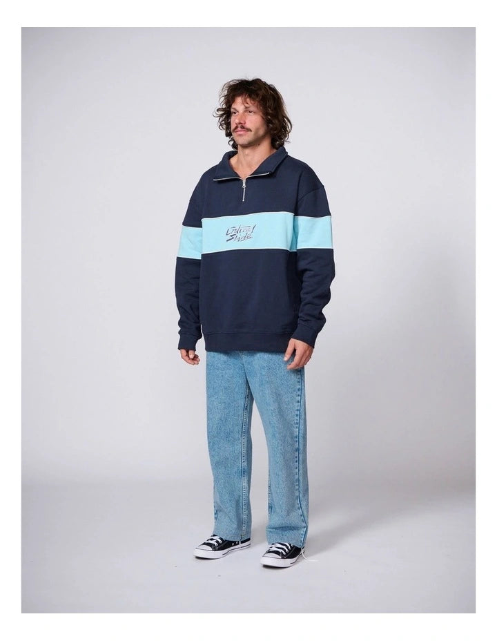 THE CRITICAL SLIDE SOCIETY - Buzzed Panel 1/4 Zip Crew - BLUE