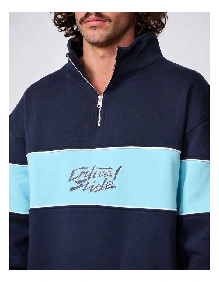 THE CRITICAL SLIDE SOCIETY - Buzzed Panel 1/4 Zip Crew - BLUE