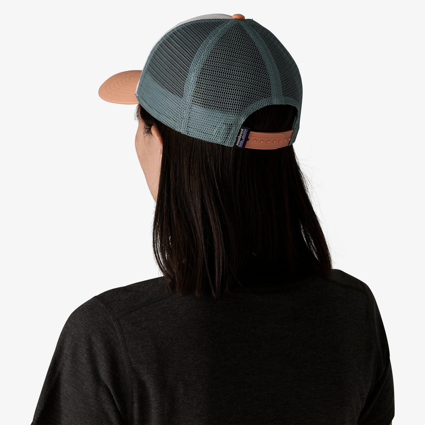 PATAGONIA - P-6 Logo LoPro Trucker Hat -  White W/Peach Sherbet
