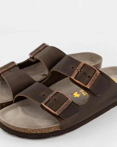 GENUINS - Hawaii Oiled Leather Sandal - BROWN