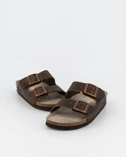 GENUINS - Hawaii Oiled Leather Sandal - BROWN
