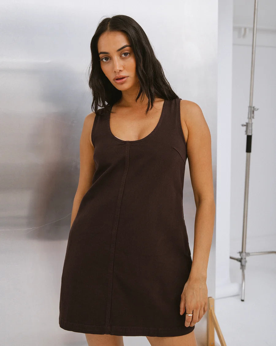 SILENT THEORY - Gemma Mini Dress - CHOCOLATE