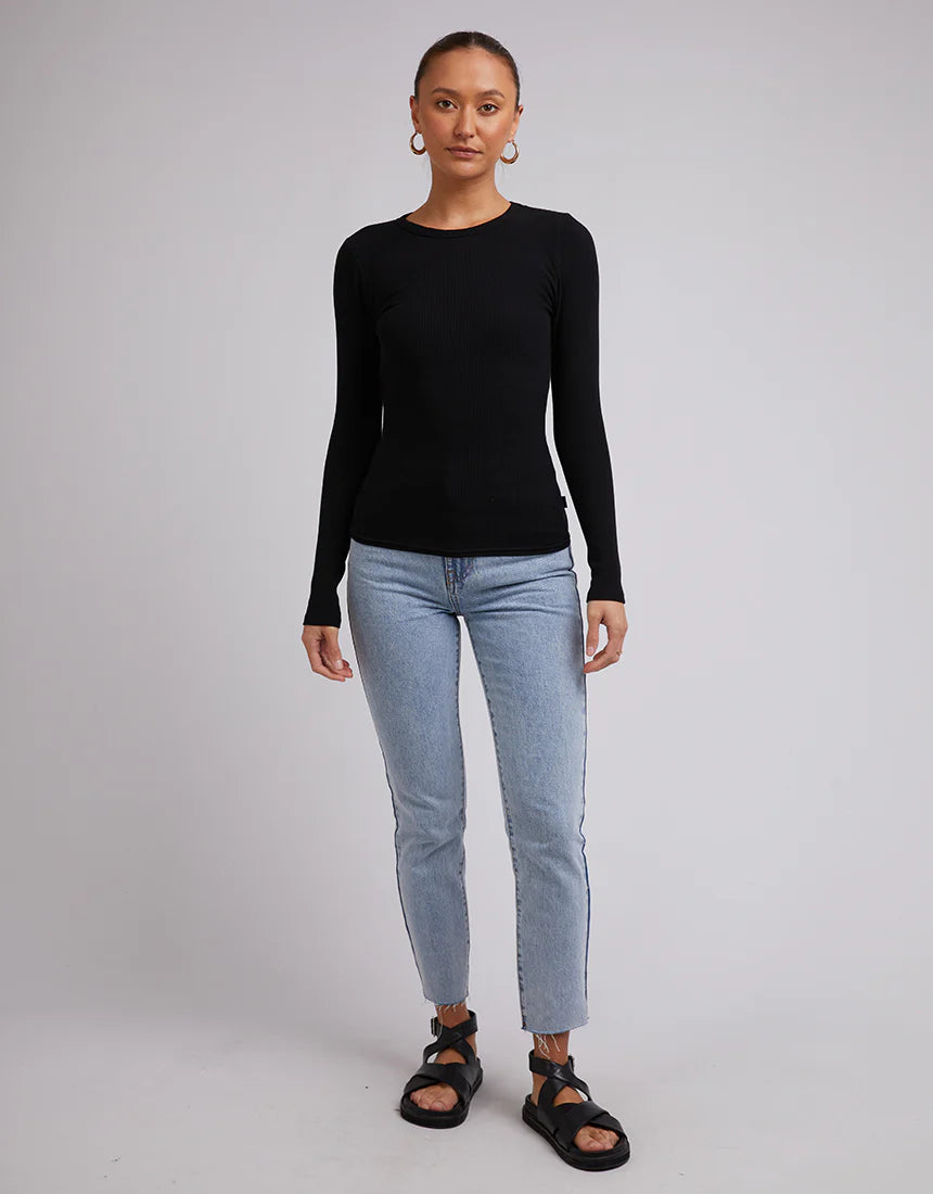 SILENT THEORY- Ribbed L/S Tee - BLACK