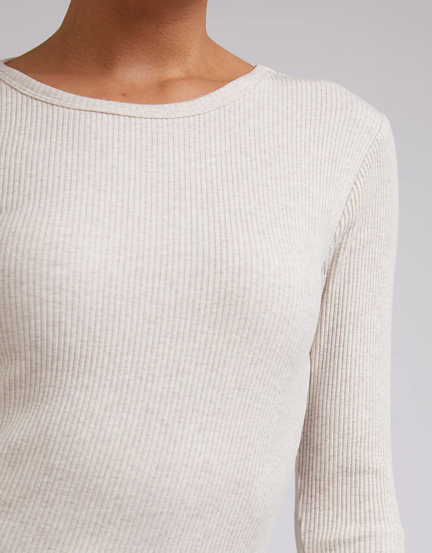 SILENT THEORY- Ribbed L/S Tee - OATMEAL