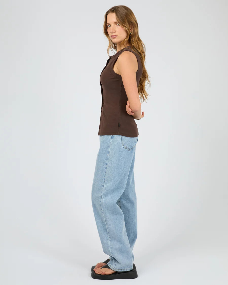 SILENT THEORY - Button Up Tank - CHOCOLATE