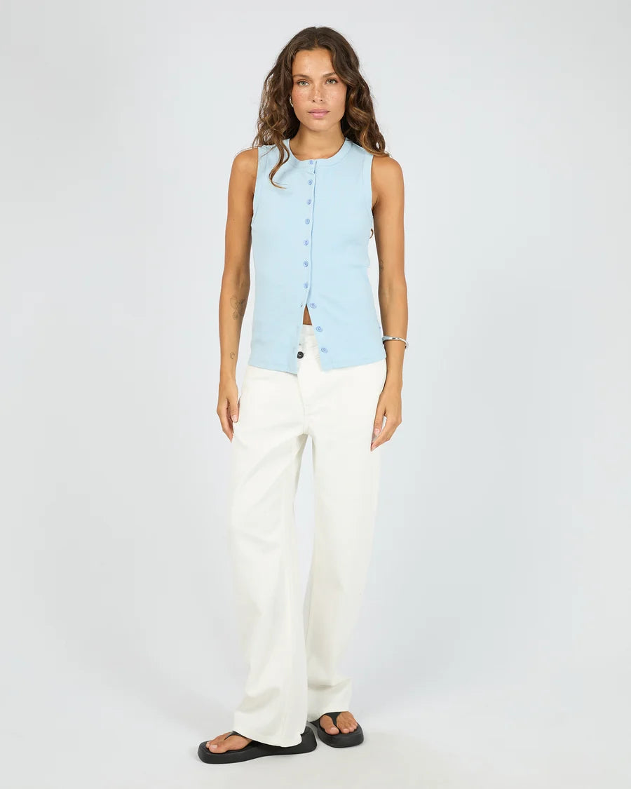SILENT THEORY - Button Up Tank - LIGHT BLUE