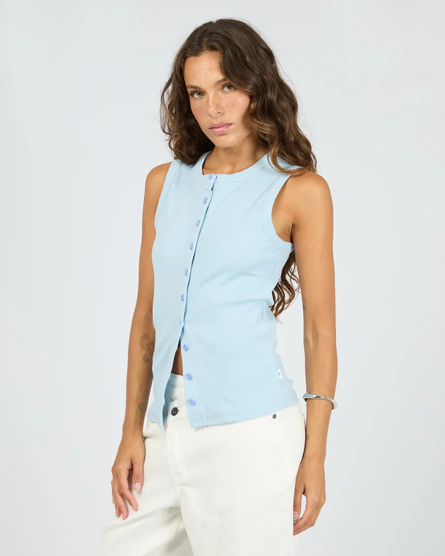 SILENT THEORY - Button Up Tank - LIGHT BLUE