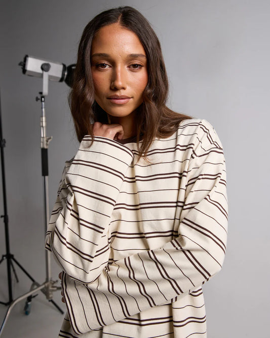SILENT THEORY - Strip Long Sleeve Tee - CHOCOLATE