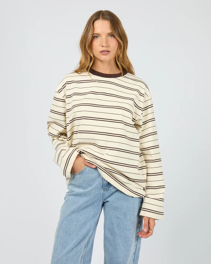 SILENT THEORY - Strip Long Sleeve Tee - CHOCOLATE
