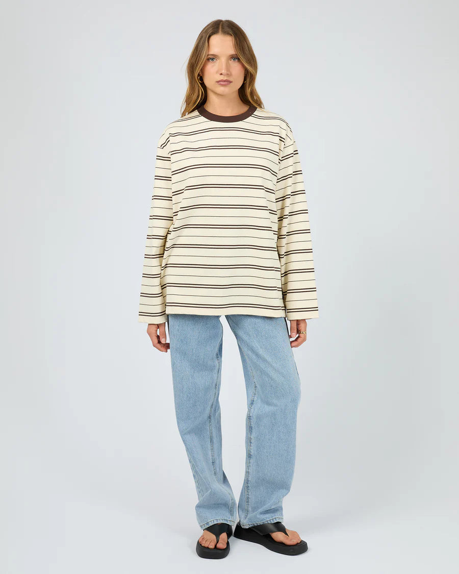 SILENT THEORY - Strip Long Sleeve Tee - CHOCOLATE