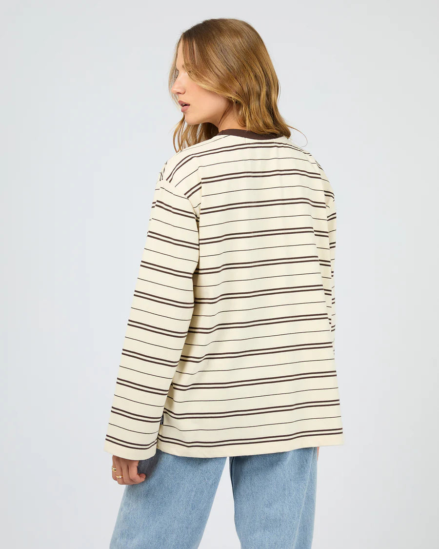 SILENT THEORY - Strip Long Sleeve Tee - CHOCOLATE